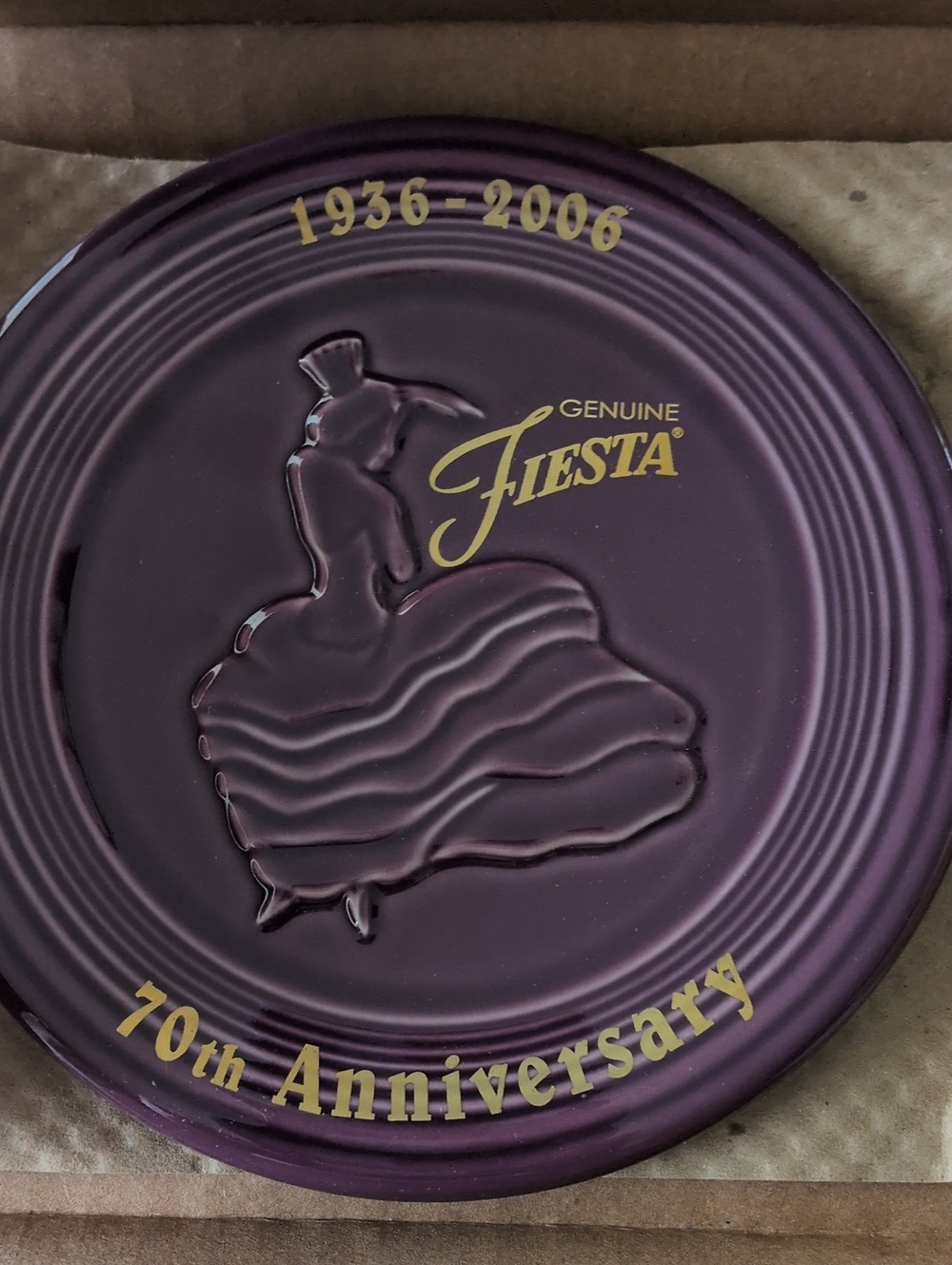Fiesta Heather Purple 70th Anniversary Commemorative Trivet Homer Laughlin - Picture 6 of 6